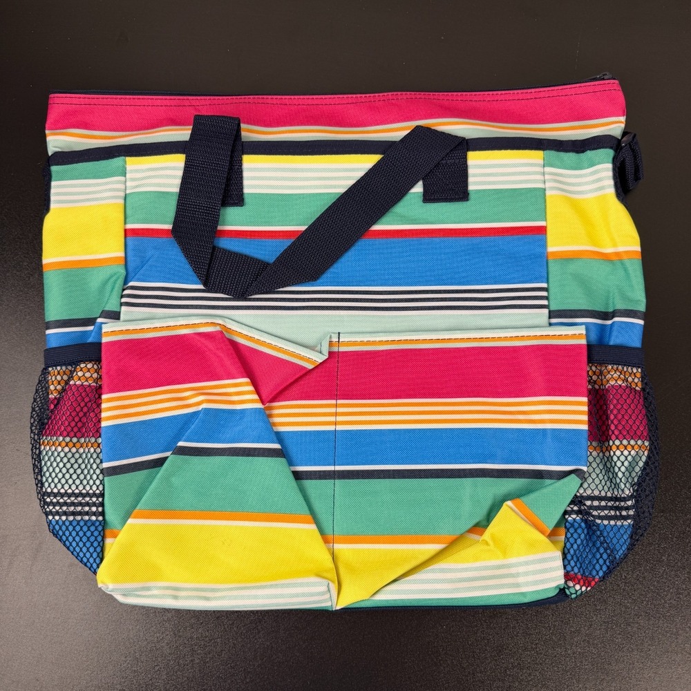 Thirty-One Crossbody Organizing Tote Bag Women's Multicolor Patio Pop Striped